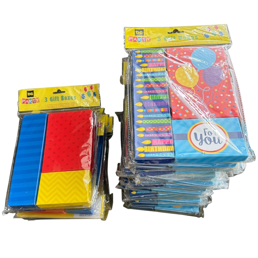 Lot of 63 Assorted DG Party Multicolor Gift Boxes NEW IN SEALED PACKAGES - Picture 2 of 12